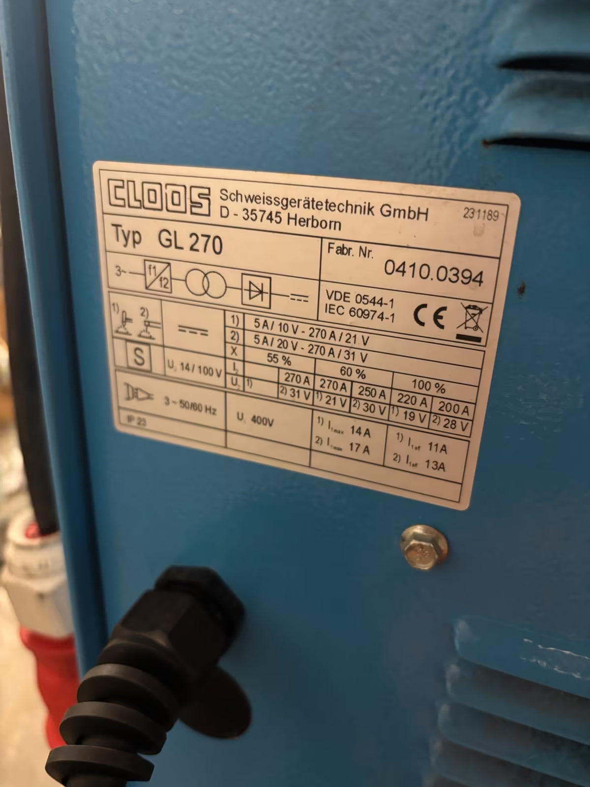 Cloos GL 270 Schweißgerät Inverter WIG Elektrode
