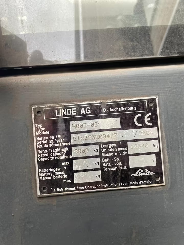 Linde H80 T Gabelstapler Treibgas Stapler Forklift