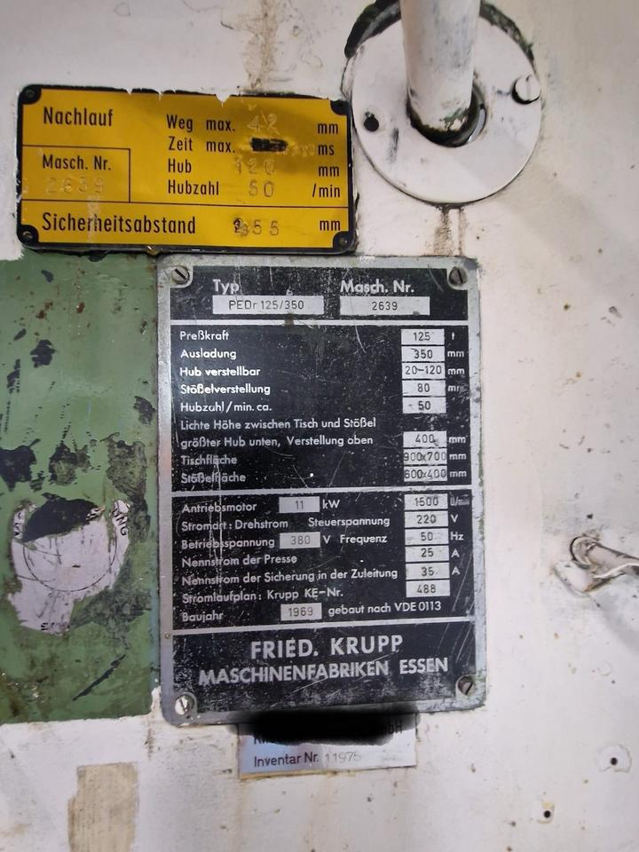 Exzenterpresse Stanze Friedrich Krupp PEDr 125/350