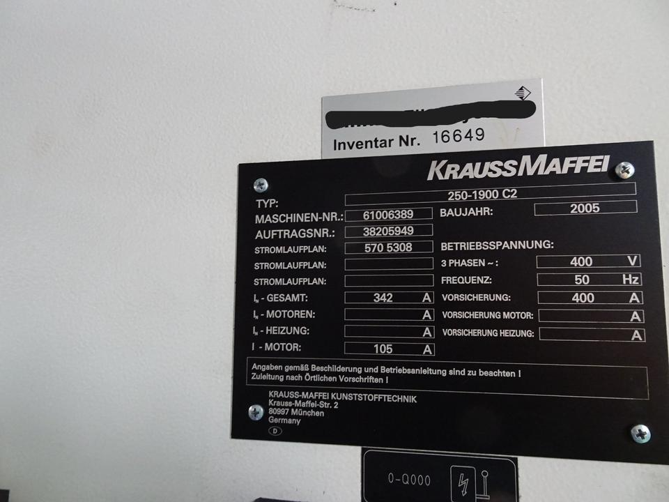 Krauss Maffei KM250 1900-C2 Spritzgussmaschine