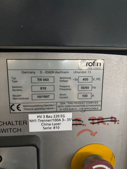 Rofin TR060 Wegmann Basel Laser Schweißgerät