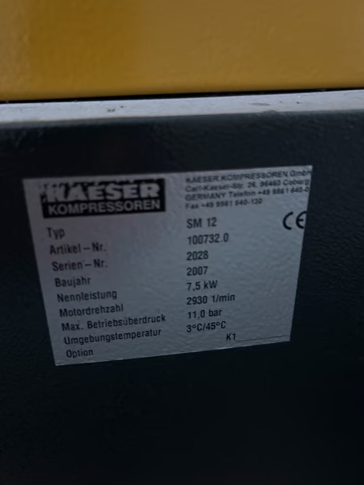Kaeser SM12 Schraubenkompressor Druckluftkompressor 2007