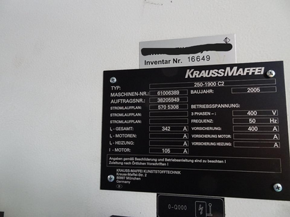 Krauss Maffei KM250 1900-C2 Spritzgussmaschine
